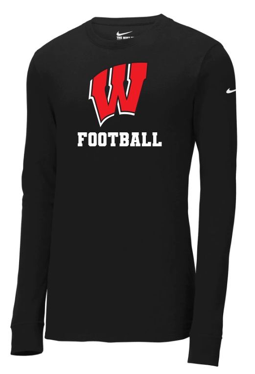 Halifax West High School - Black W Football Nike Dri-FIT Long Sleeve Shirt (Full Chest)