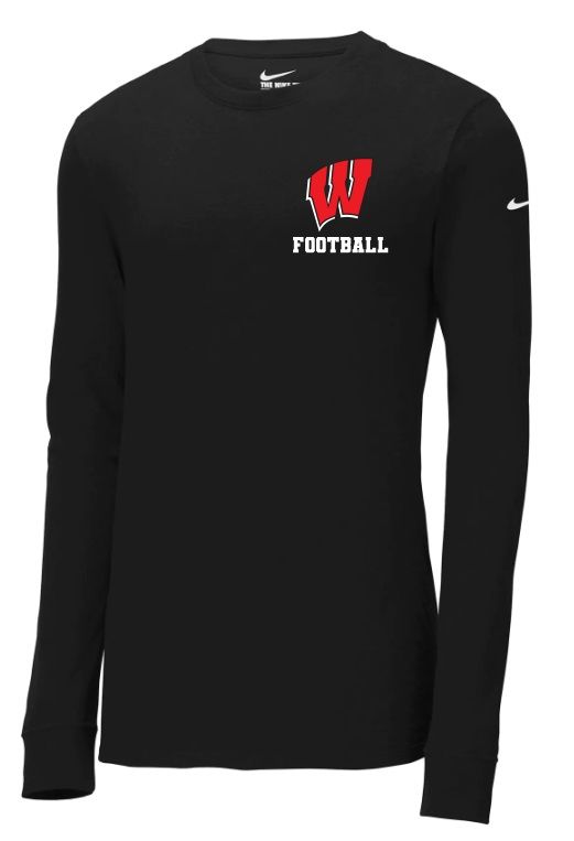 Halifax West High School - Black W Football Nike Dri-FIT Long Sleeve Shirt (Left Chest)