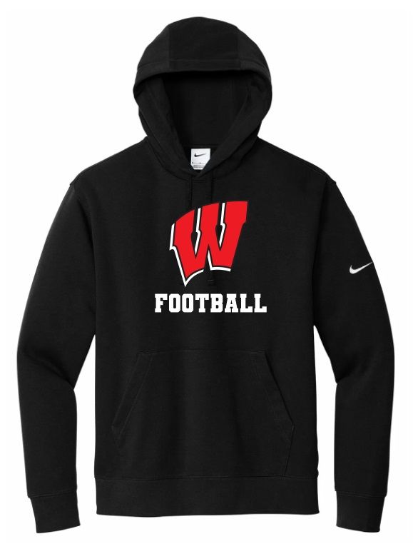 Halifax West High School - Black W Football Nike Hoodie (Full Chest)