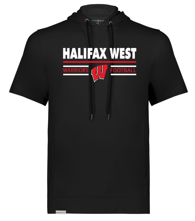 Halifax West High School - Black Halifax West Football Hooded Performance T-Shirt (Full Chest)