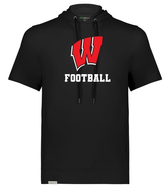 Halifax West High School - Black W Football Hooded Performance T-Shirt (Full Chest)