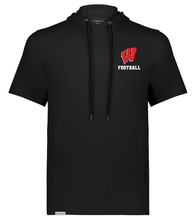 Halifax West High School - Black W Football Hooded Performance T-Shirt (Left Chest)