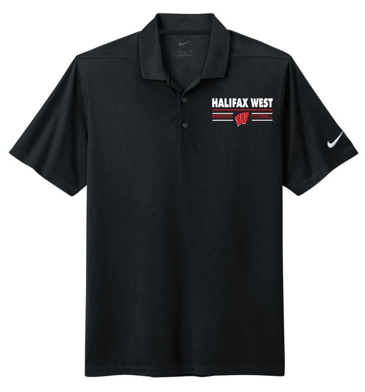 Halifax West High School - Black Nike Dri-FIT Halifax West Football Polo (Left Chest)