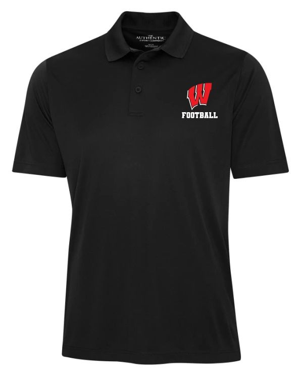 Halifax West High School - Black W Football Pro Team Polo Shirt (Left Chest)