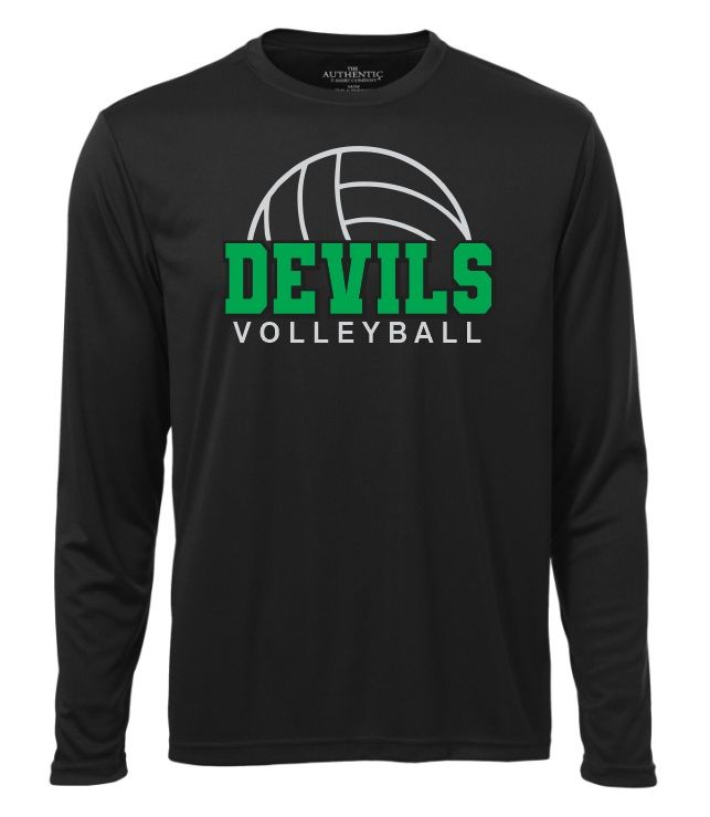 Island View High School - Black Devils Volleyball Long Sleeve Performance Shirt (Full Chest)