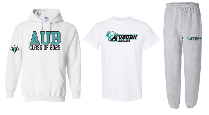 Auburn High -  Auburn Class of 2025/Auburn Eagles Bundle  (Hoodie, Cotton T-Shirt &amp; Sweatpants)