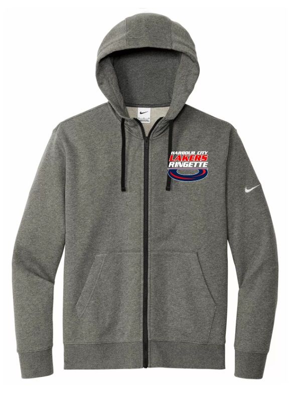 HCL - Charcoal Heather Nike Harbour City Lakers Ring Zip Hoodie (Left Chest)