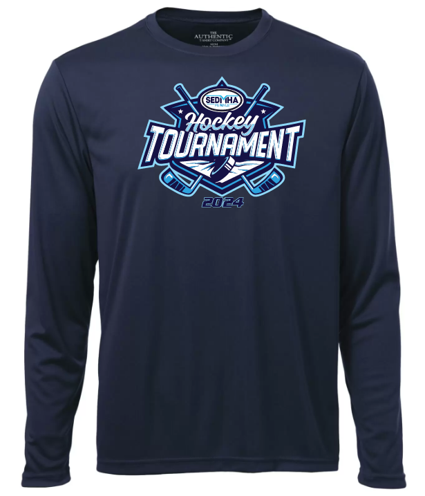 SEDMHA Female Hockey Tournament - Navy SEDMHA Long Sleeve Performance Shirt (Full Chest)