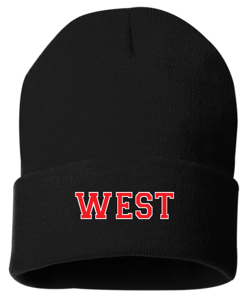 Halifax West High School - Black WEST Cuffed Beanie