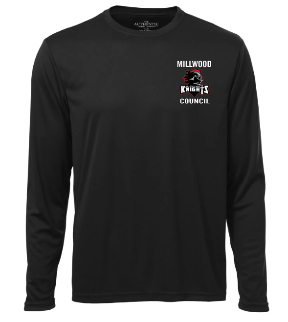 Millwood High - Black Millwood High Student Council Long Sleeve Moist Wick Shirt (Left Chest)