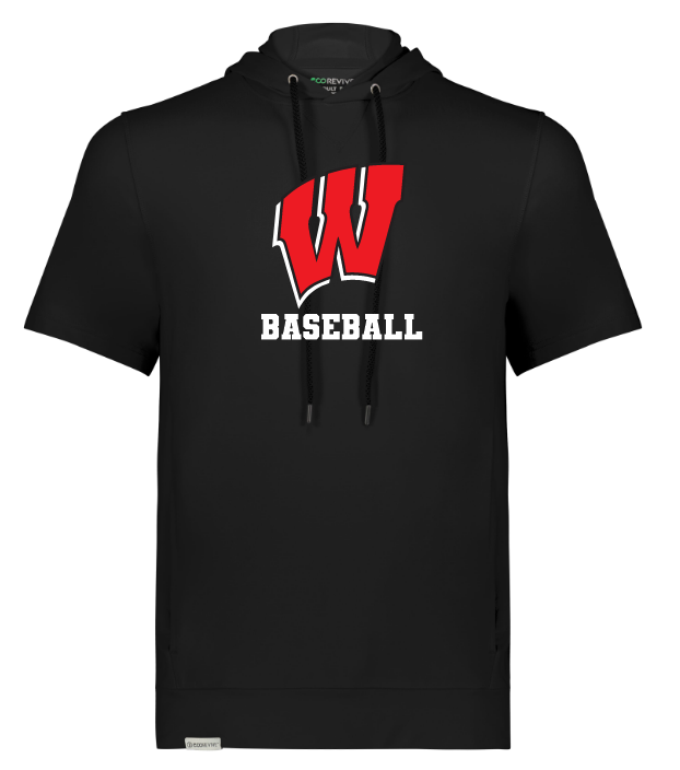 Halifax West High School - Black W Baseball Hooded Performance T-Shirt (Full Chest)