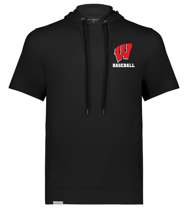 Halifax West High School - Black W Baseball Hooded Performance T-Shirt (Left Chest)