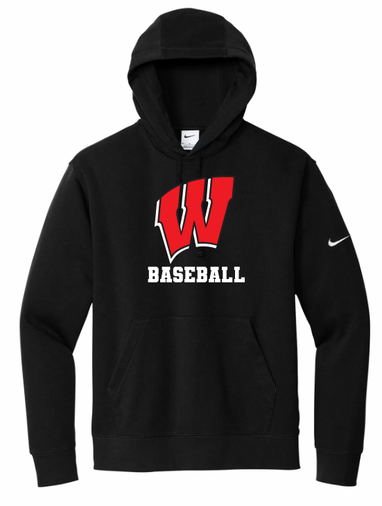 Halifax West High School - Black W Baseball Nike Hoodie (Full Chest)
