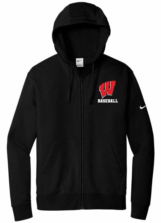 Halifax West High School - Black W Baseball Nike Zip Hoodie