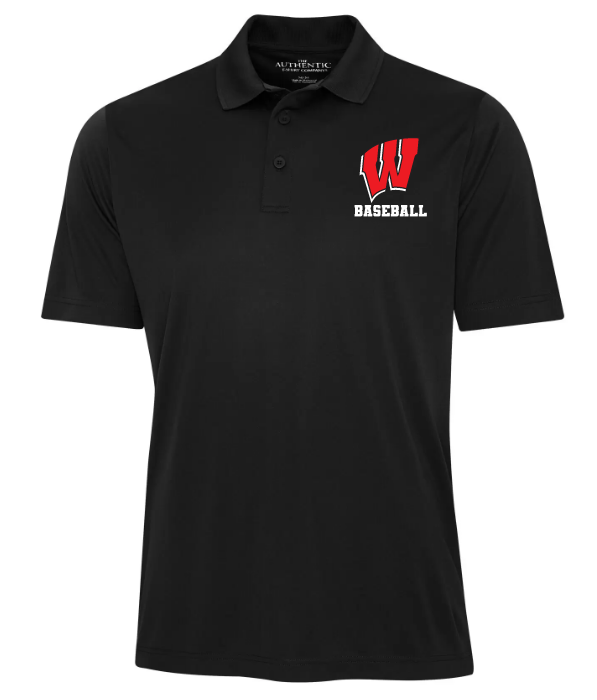 Halifax West High School - Black W Baseball Pro Team Polo Shirt (Left Chest)