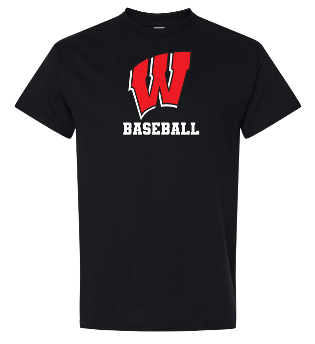 Halifax West High School - Black W Baseball T-Shirt (Full Chest)