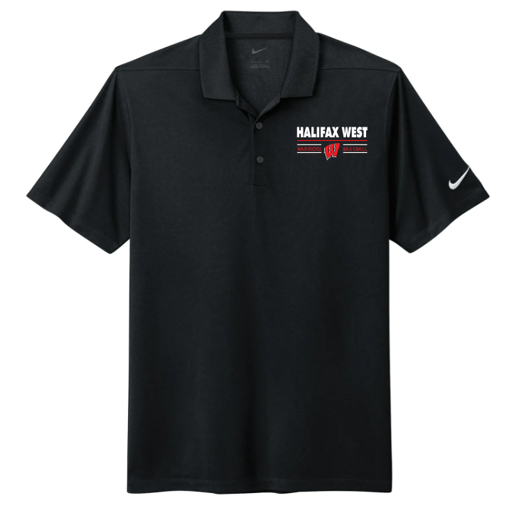 Halifax West High School - Black Nike Dri-FIT Halifax West Baseball Polo (Left Chest)