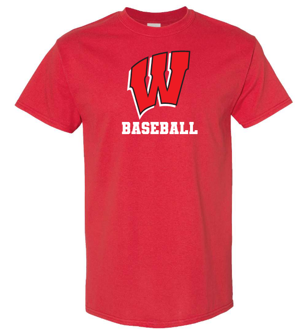 Halifax West High School - Red W Baseball T-Shirt (Full Chest)
