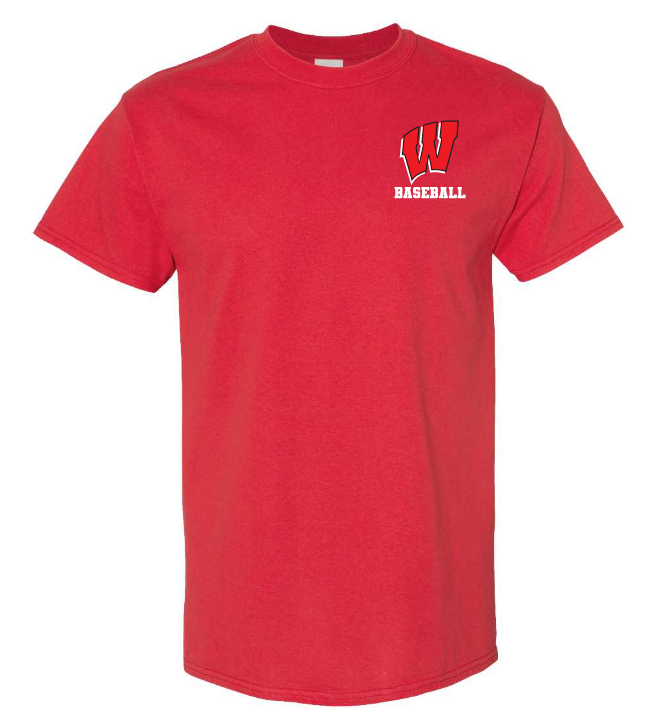 Halifax West High School - Red W Baseball T-Shirt (Left Chest)
