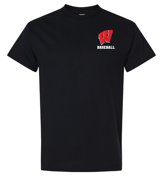 Halifax West High School - Black W Baseball T-Shirt (Left Chest)