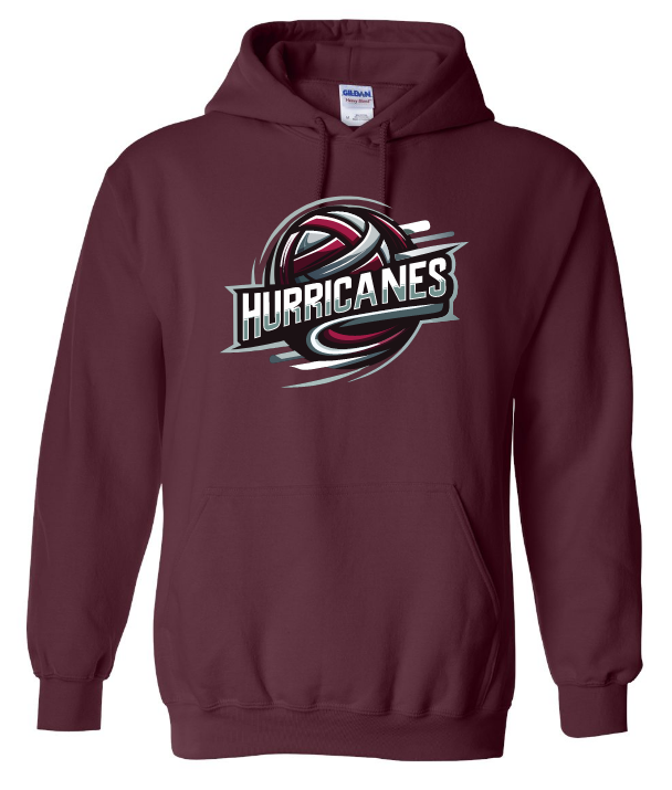 Corridor Volleyball Club - Maroon East Hants Hurricanes Logo Hoodie (Full Chest Logo)