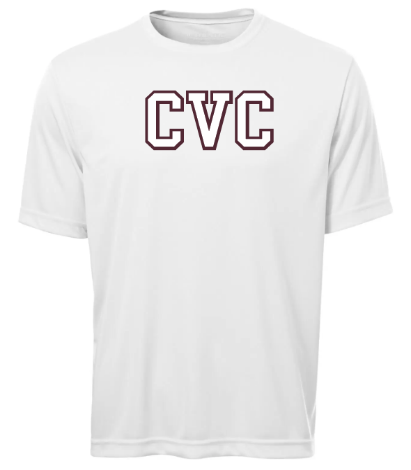 Corridor Volleyball Club - White CVC Logo Short Sleeve Moist Wick (Left Chest Logo)