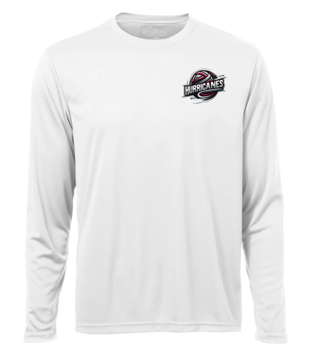 Corridor Volleyball Club - White East Hants Hurricanes Logo Long Sleeve Moist Wick Shirt (Left Chest Logo)