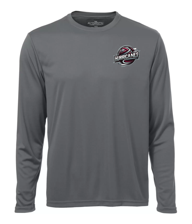 Corridor Volleyball Club - Coal Grey East Hants Hurricanes Logo Long Sleeve Moist Wick Shirt (Left Chest Logo)