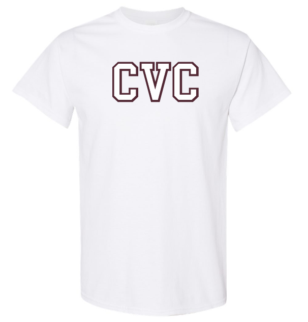 Corridor Volleyball Club - White CVC Logo T-Shirt (Full Chest Logo)