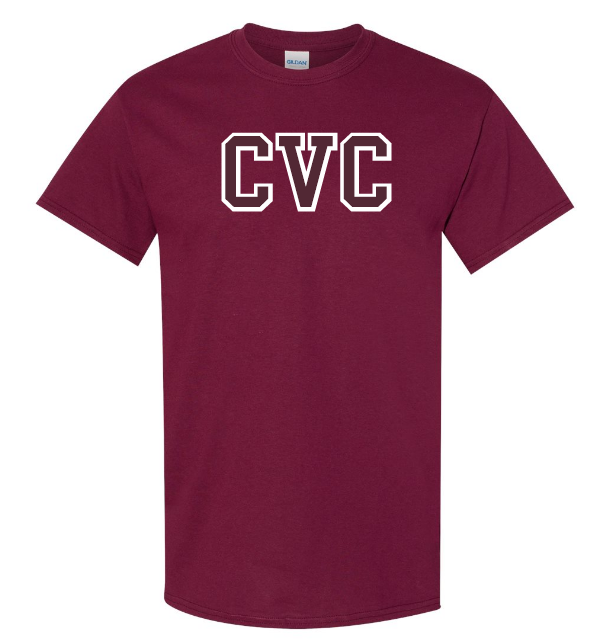 Corridor Volleyball Club - Maroon CVC Logo T-Shirt (Full Chest Logo)
