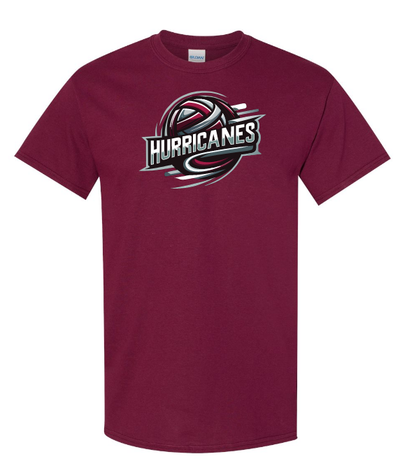 Corridor Volleyball Club - Maroon East Hants Hurricanes Logo T-Shirt (Full Chest Logo)