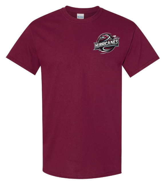 Corridor Volleyball Club - Maroon East Hants Hurricanes Logo T-Shirt (Left Chest Logo)