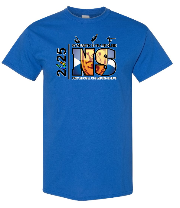 NS Gymnastics and Trampoline Provincial Championships 2025 - Royal Blue T-Shirt (Full Chest Logo)