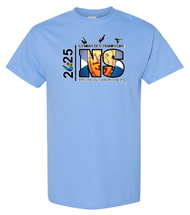 NS Gymnastics and Trampoline Provincial Championships 2025 - Carolina Blue T-Shirt (Full Chest Logo)