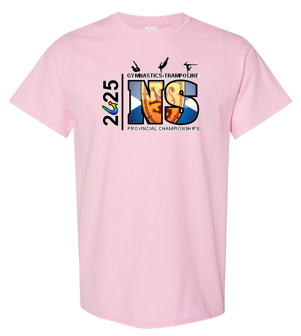 NS Gymnastics and Trampoline Provincial Championships 2025 - Light Pink T-Shirt (Full Chest Logo)