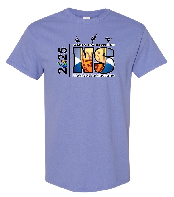 NS Gymnastics and Trampoline Provincial Championships 2025 -  Violet T-Shirt (Full Chest Logo)