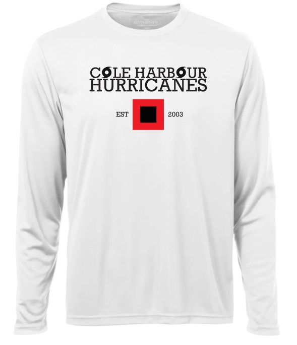 Cole Harbour Hurricanes - White CHH Long Sleeve Performance Shirt (Full Chest)