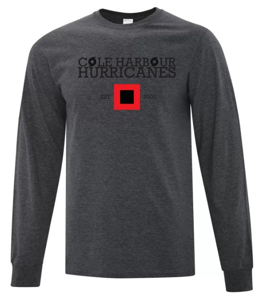 Cole Harbour Hurricanes - Dark Heather Grey CHH Cotton Long Sleeve Shirt (Full Chest)