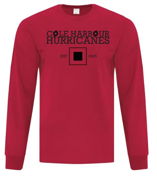 Cole Harbour Hurricanes - Red CHH Cotton Long Sleeve Shirt (Full Chest)
