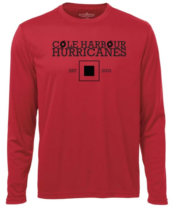 Cole Harbour Hurricanes - Red CHH Long Sleeve Performance Shirt (Full Chest)