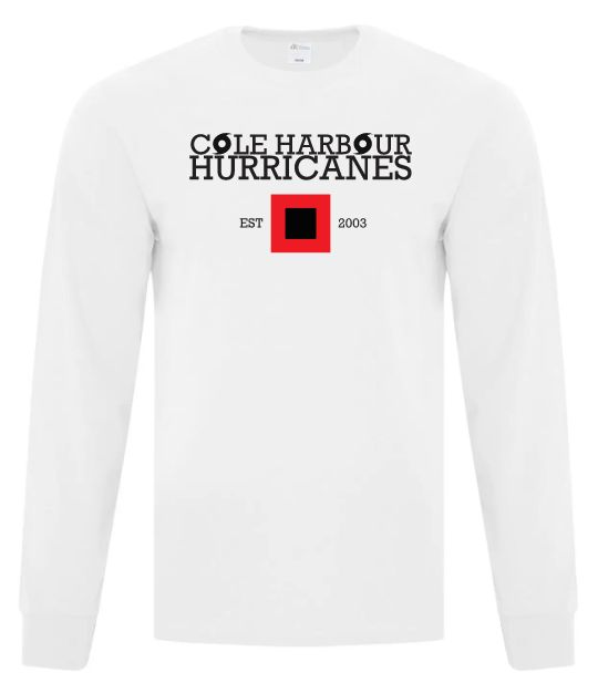 Cole Harbour Hurricanes - White CHH Cotton Long Sleeve Shirt (Full Chest)