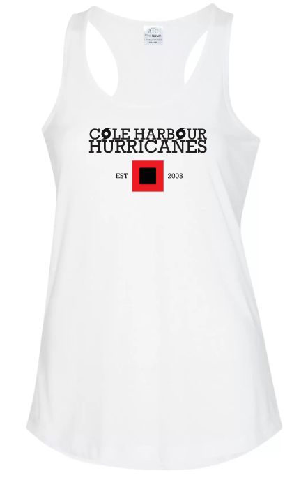 Cole Harbour Hurricanes - White CHH Racerback Tank Top (Full Chest)