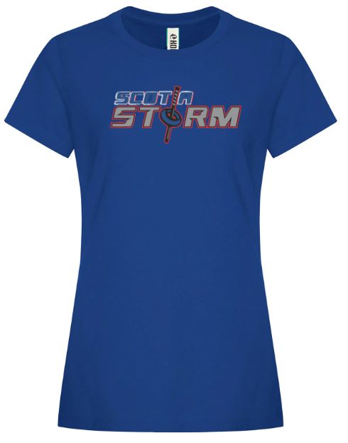 Scotia Storm Ringette - Royal Blue Ladies Scotia Storm Ring Spun T-Shirt (Full Chest)