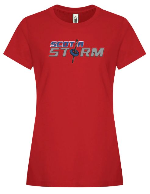 Scotia Storm Ringette - Red Ladies Scotia Storm Ring Spun T-Shirt (Full Chest)