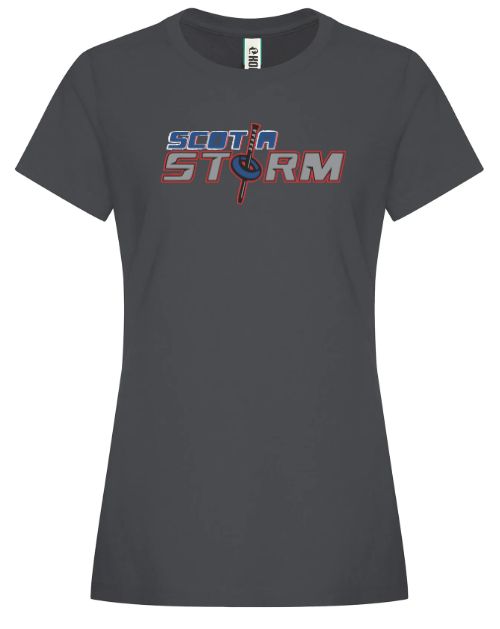 Scotia Storm Ringette - Storm Grey Ladies Scotia Storm Ring Spun T-Shirt (Full Chest)