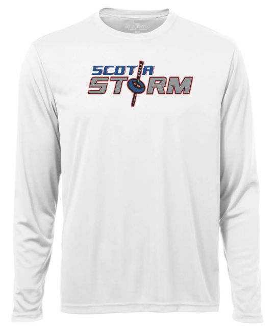 Scotia Storm Ringette - White Scotia Storm Long Sleeve Moist Wick (Full Chest)