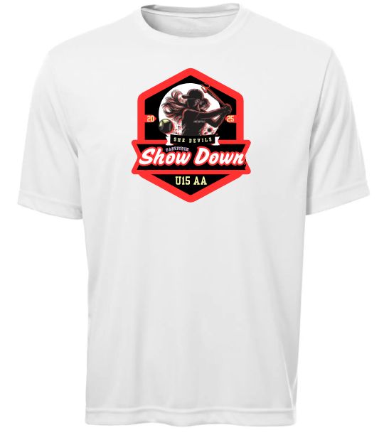She Devils Show Down - White Short Sleeve Moist Wick (Full Chest)