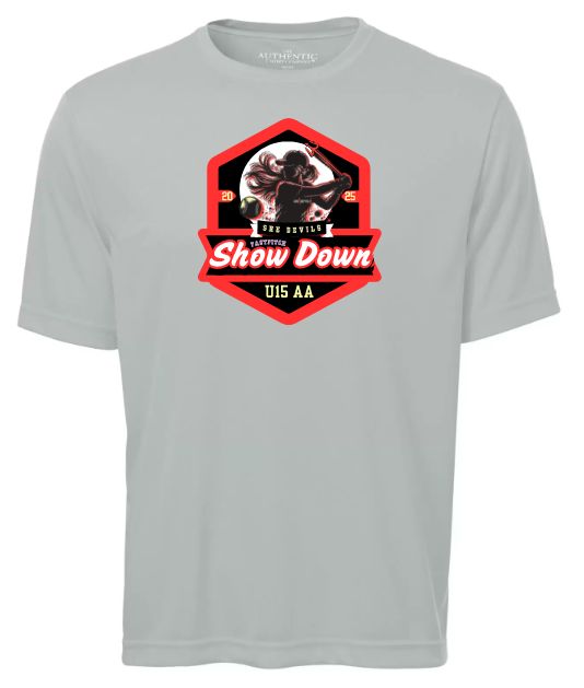 She Devils Show Down - Silver Short Sleeve Moist Wick (Full Chest)
