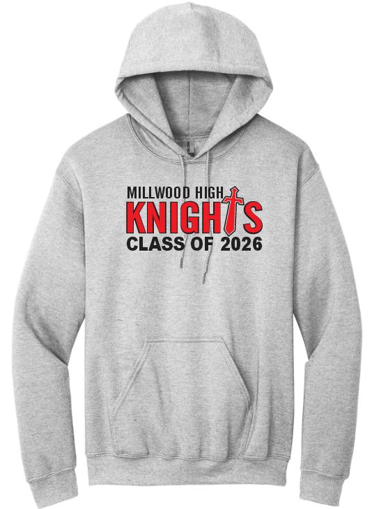 Millwood High - Sport Grey Millwood Knights Class of 2026 Hoodie (Full Chest)