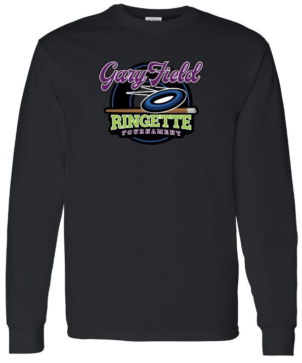 Gary Field Ringette Tournament - Black Long Sleeve Cotton Shirt (Full Chest)